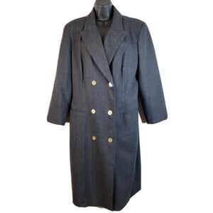 Harve Benard Womens Long Blazer Suit Jacket Trench Coat Wool Double Breasted 14